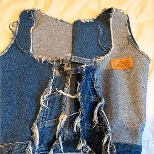Lee Blue Frayed Denim Vest